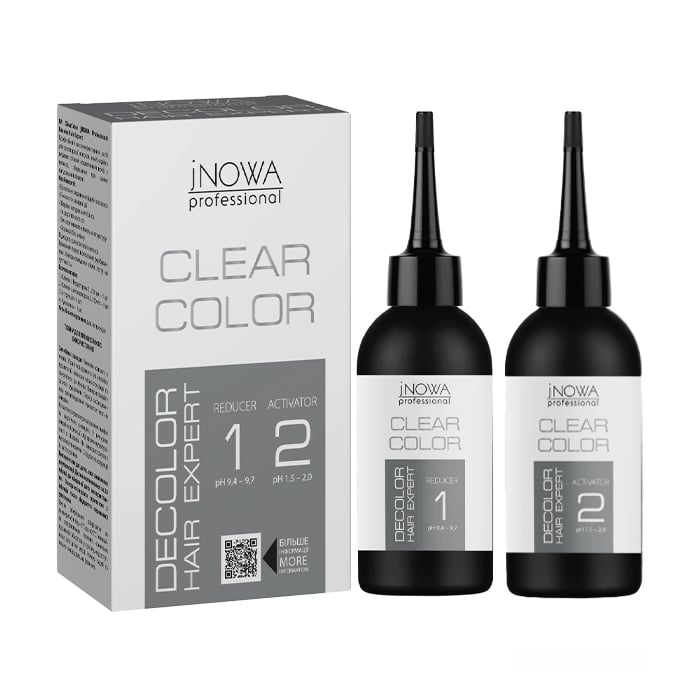 Засіб для професійного видалення стійкої фарби з волосся jNOWA Professional Decolor Hair Expert Clear Color, 2*150 мл